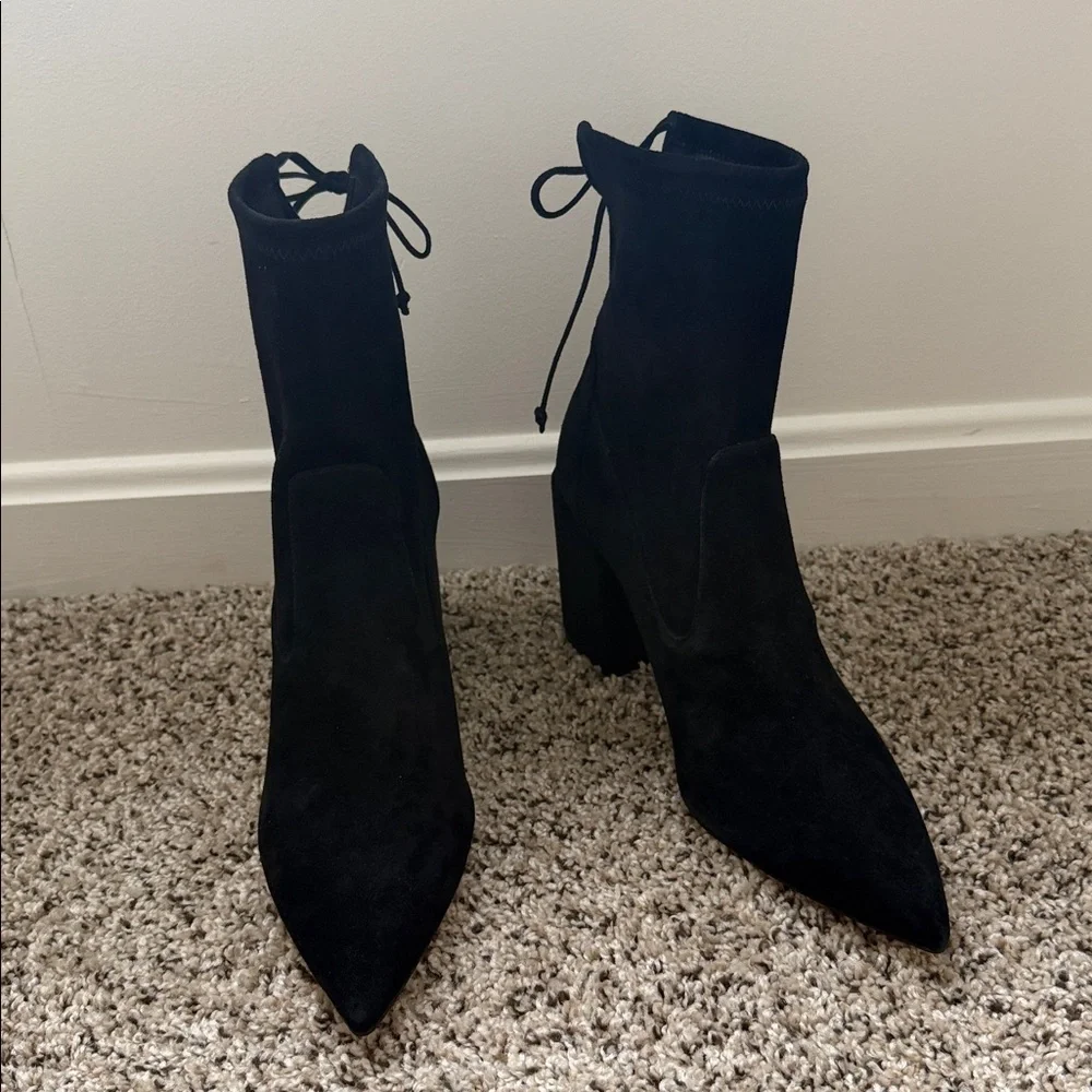 NWT Stuart Weitzman Avenue 85 City Block Booties Suede Size 11.5 Black - Picture 11 of 15